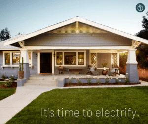 House with lights on and subtitle of 'It's time to electrify'
