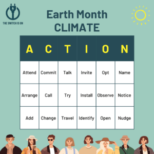 Earth Month Bingo card